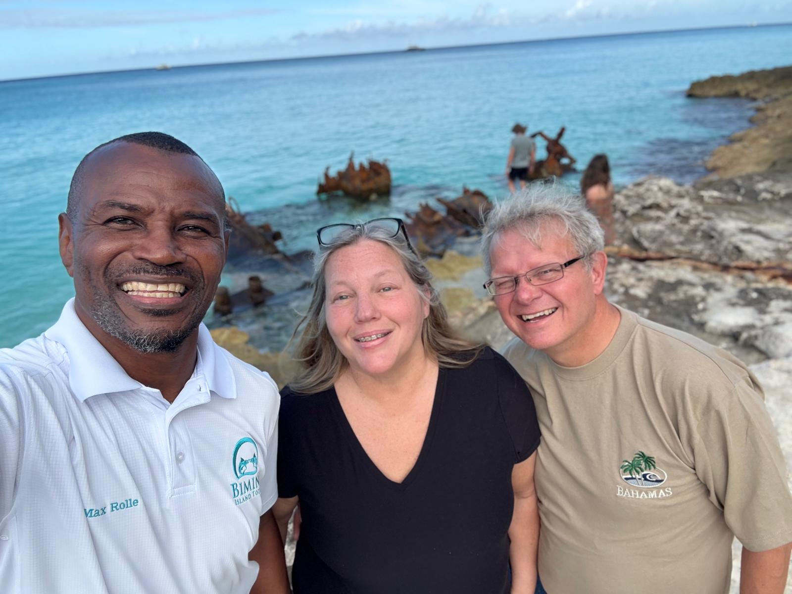 Max Rolle with guests at the Sapona shipwreck